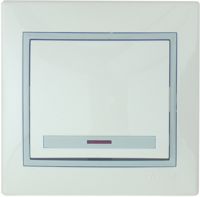 Выключатель 1-кл. СП Мира с подсветкой бел/сер. Lezard 10259