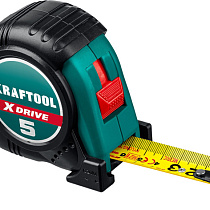 Рулетка KRAFTOOL X-Drive 5м/25мм с ударостойким обрезиненным корпусом 32690