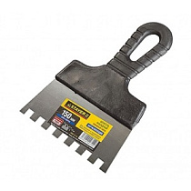 Шпатель STAYER "PROFESSIONAL" нержавеющий зубчатый с пластмассовой ручкой, 350мм, зуб 10х10мм 09356