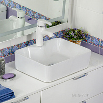 Накладная раковина прямоугольная с закругл. углами белая 480х370х130 MLN-7291 MELANA 71509