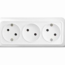 Розетка 3-м ОП Олимп без заземл. бел UNIVersal 1160 51920