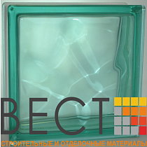 Стеклоблок окрашенный в массе "Волна" БИРЮЗОВЫЙ 19*19*8 см. Glass Block Turquoise 1919/8 Wave 67555