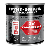 Грунт-эмаль по ржавчине "DALI"графитовая 3 в 1 серебристая 2л (6) Рогнеда 71337