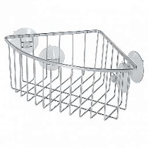 Полка-корзина для ванной угловая на присосках 18,5*18,5*10 см (1/12/24) "Рыжий Кот" COZY-B-1 66494