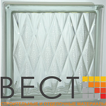 Стеклоблок "Ромбы" бесцветный 19*19*8 см. Glass Block Clear 1919/8 Lozenge 67550