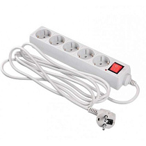 Удлинитель с сетевым фильтром 5х5м с заземл. 10А IP20 2.2кВт 3х0.75 бел. Космос 63870