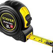 Рулетка STAYER BlackMax 3м/16мм в ударостойком обрезиненном корпусе и двумя фиксаторами 29465