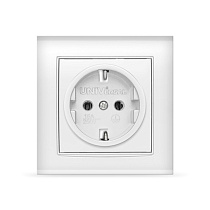 Розетка Бриллиант 1-м СП с/з белая 57804