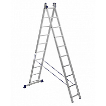 Лестница стремянка 2 секции по 10 ступеней "Алюмет" (2,81-4,5м) 74165