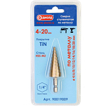 Сверло ступенчатое по металлу 4-20 мм,покрытие TIN.HSS (M2) ДИОЛД 74587