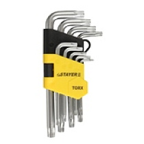 Набор Ключи имбусовые "TORX" STAYER "MASTER" короткие, Cr-V, пласт. держатель , Т10-Т50мм, 9 пред 51820