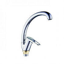 Смеситель для кухни мойки, цинк, круг излив, картридж ø35, креп гайка (корона) ZEGOR 77163