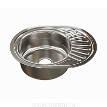 Мойка нерж врезная овал 57х45х160, т.0,6 левая (+ бол.сифон) 21971