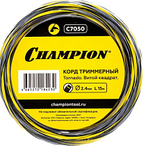 Леска CHAMPION Tornado 2,4мм*15м витой квадрат 73657