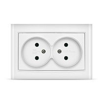 Розетка Бриллиант 2-м СП б/з белая 57805